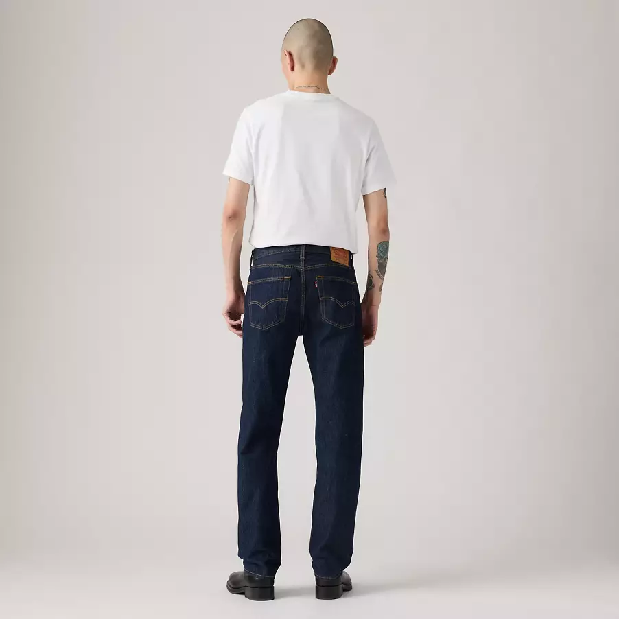 Levi’s 501 Original Fit men’s blue jeans full-length back view