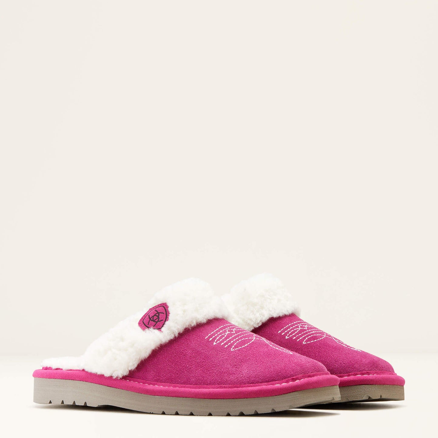 Ariat Jackie Square Toe Slipper Pink angled pair view