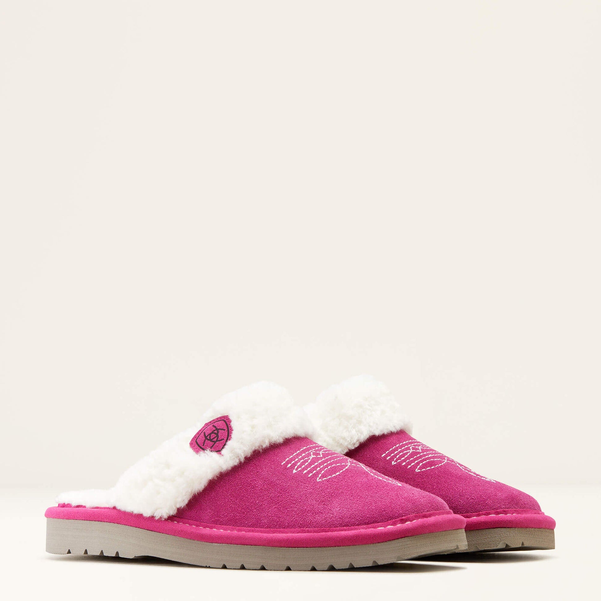 Ariat Jackie Square Toe Slipper Pink angled pair view