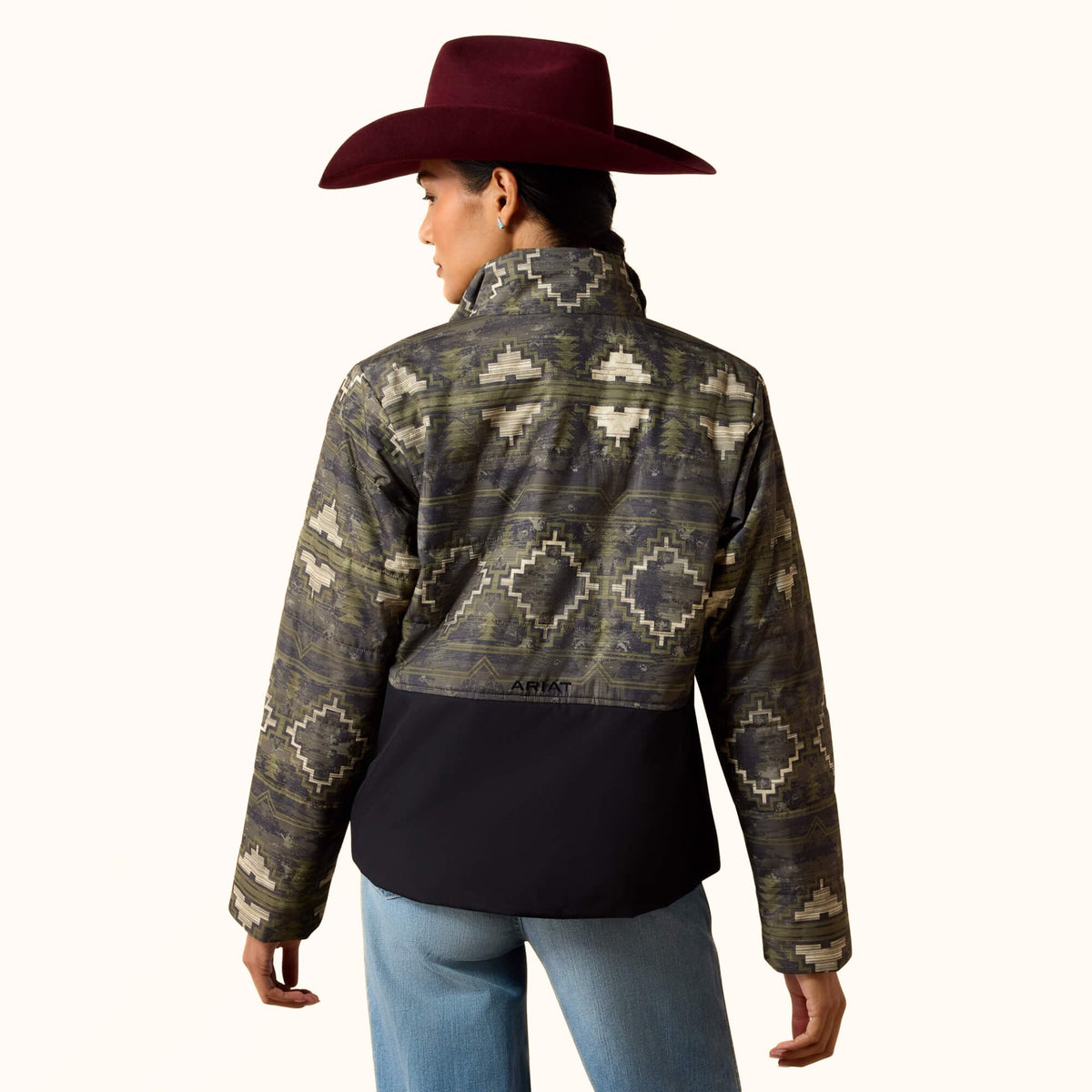 Ariat Titan Insulated Jacket in black Western print back view