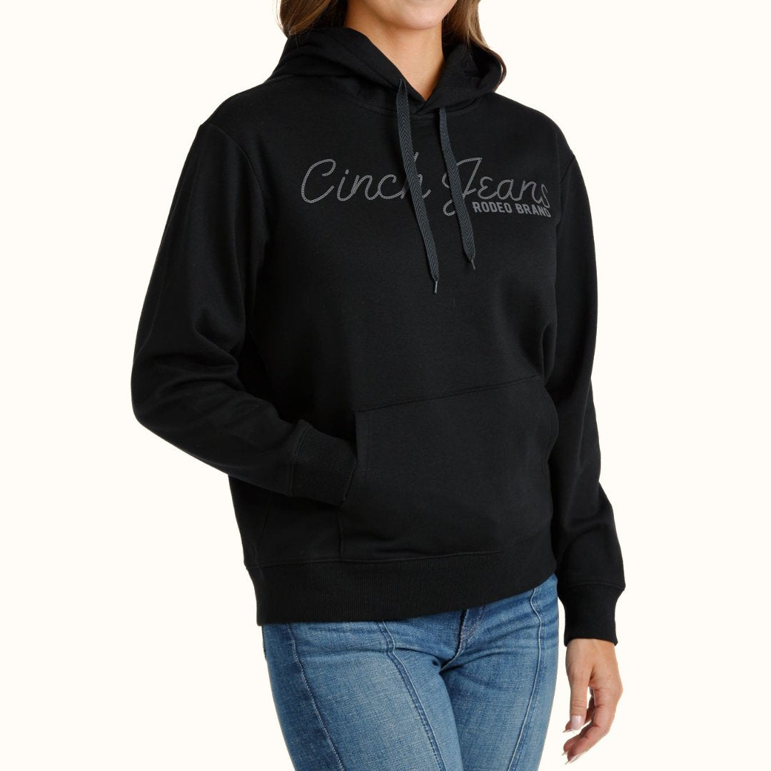 Cinch women’s black pullover hoodie front angle view