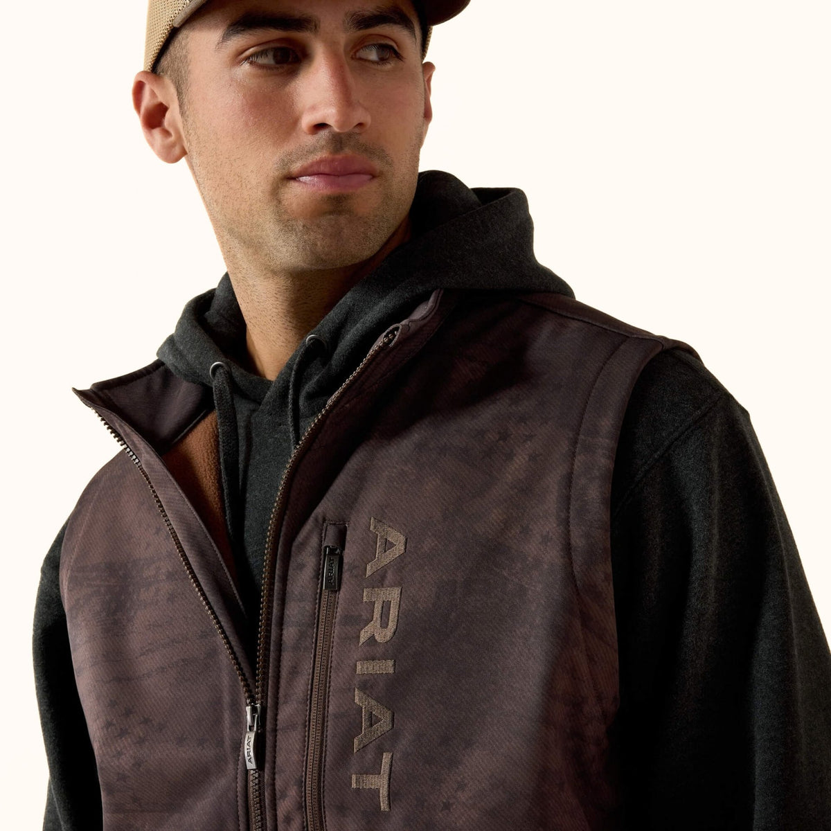 Ariat Patriot Flag Softshell Vest front close-up view