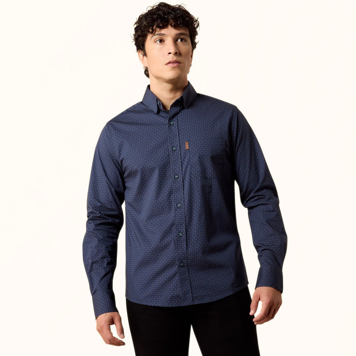 Ariat M7 Modern Slim Fit Shirt in navy front view