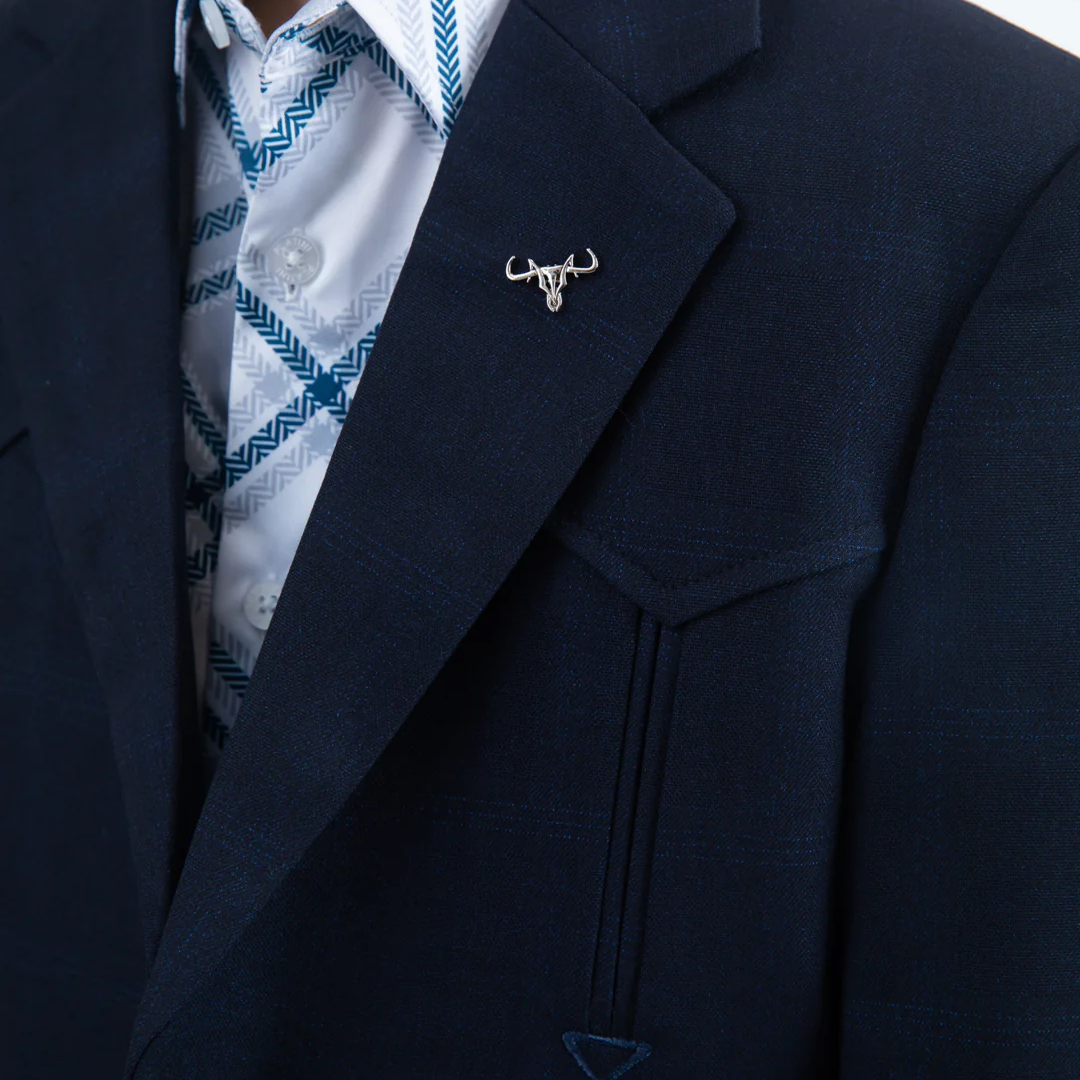Platini Boys Western Fashion Navy Blazer close detail