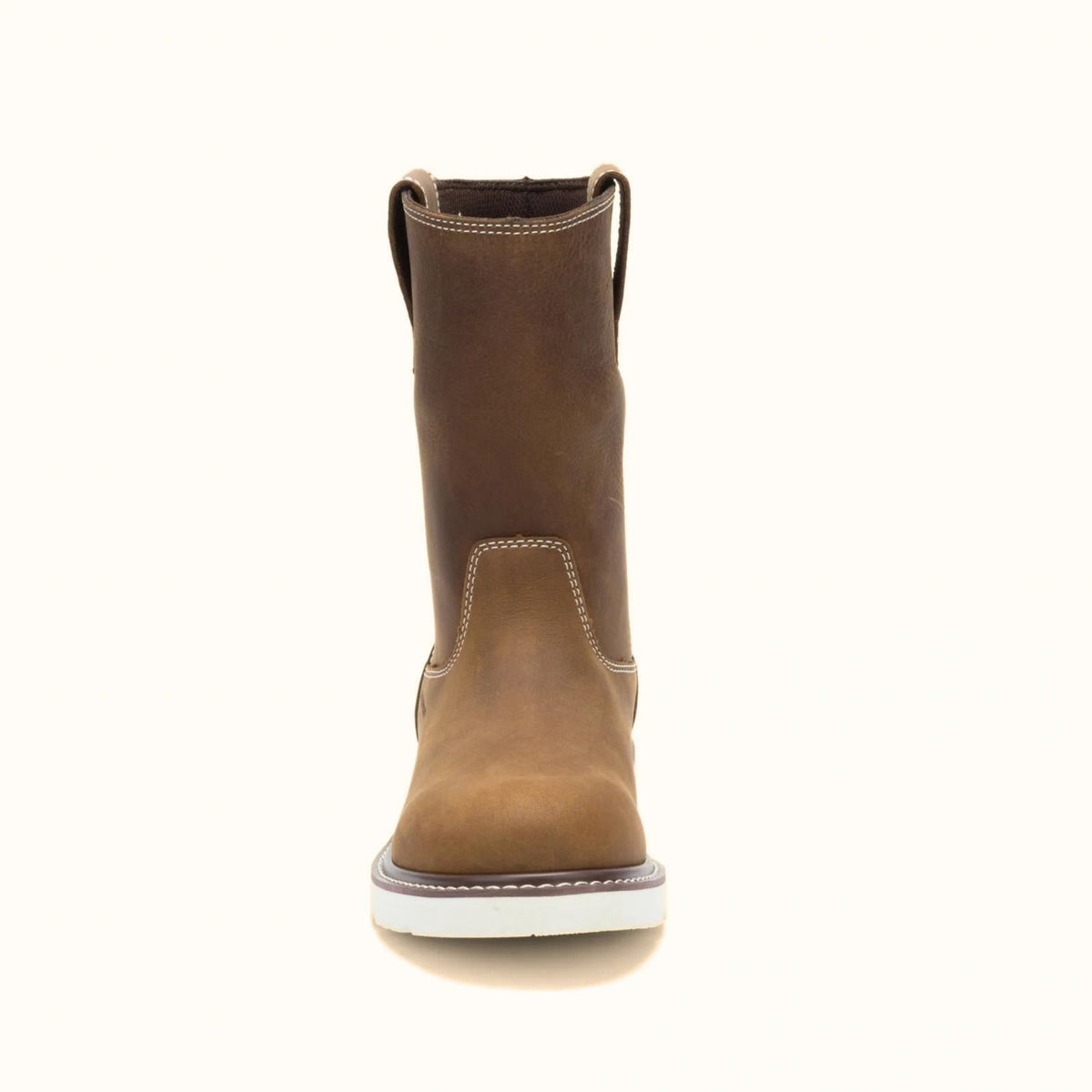 CAT Reclaimer Wedge 10-inch brown waterproof soft toe work boot front view