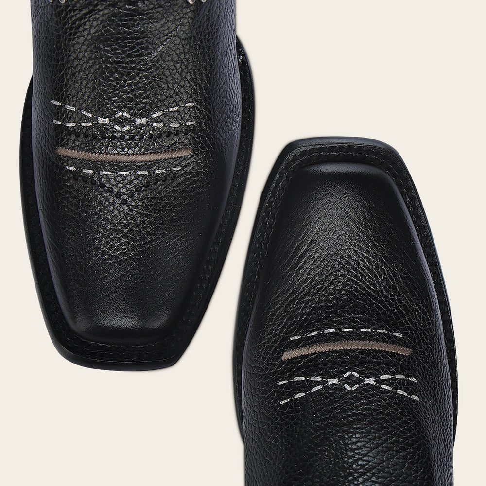 Cuadra Western Rodeo Black Bovine Boot toe view