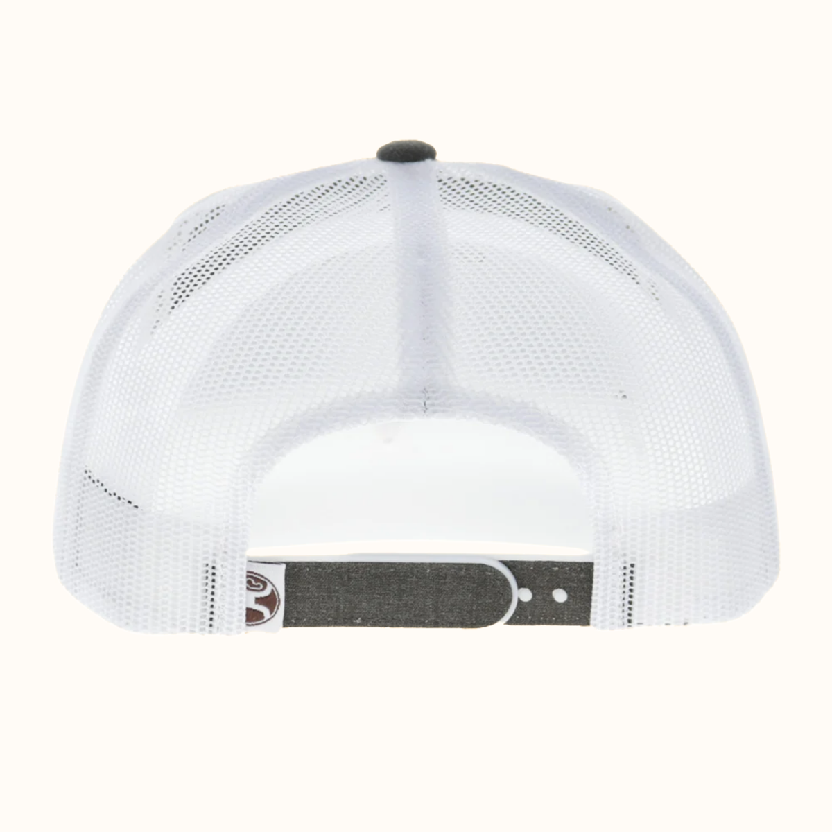 Hooey Cheyenne 5-Panel Trucker Hat in brown and white back view