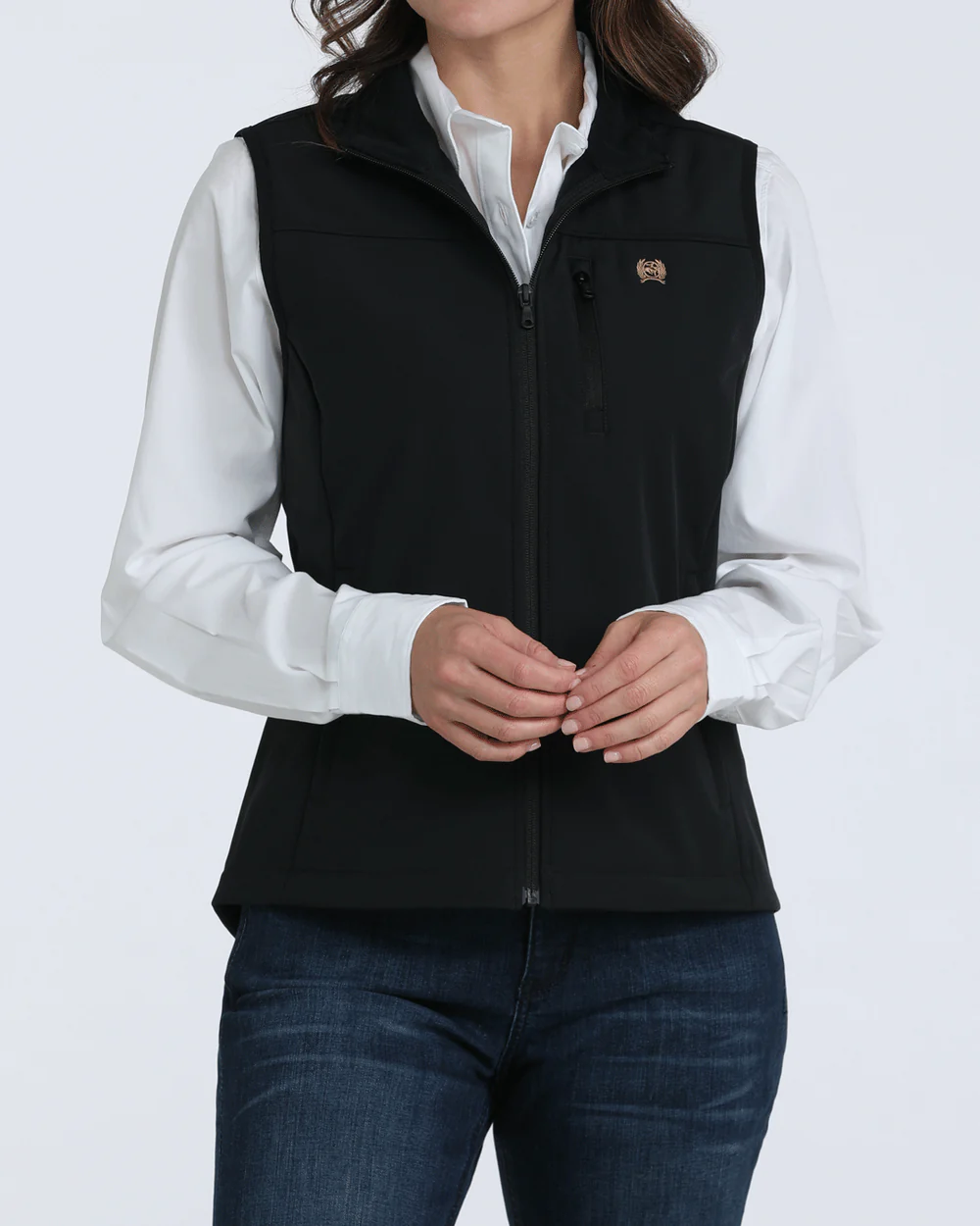 Cinch Women’s Windproof Vest front view on model