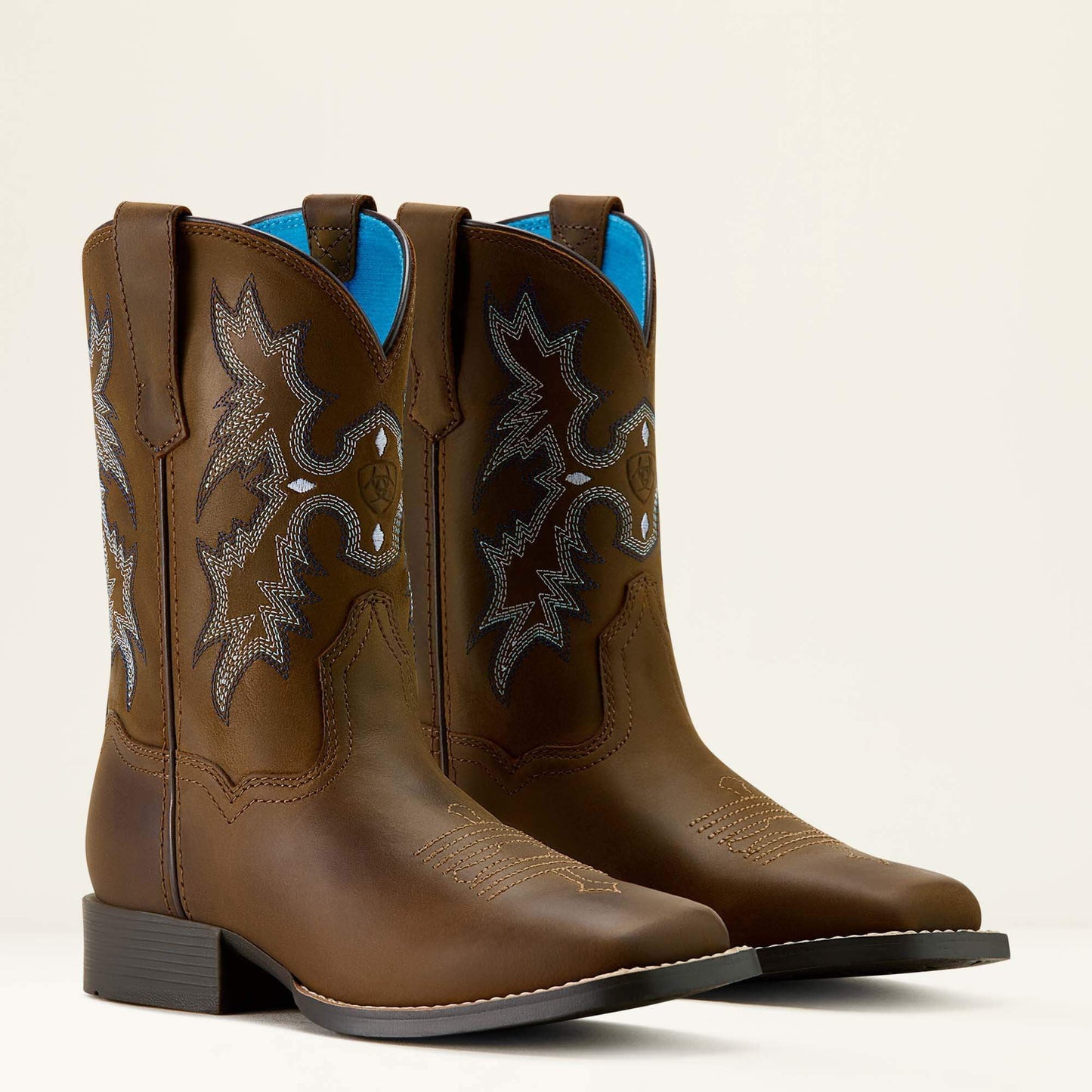 Tombstone wide square toe western boot pair angled view