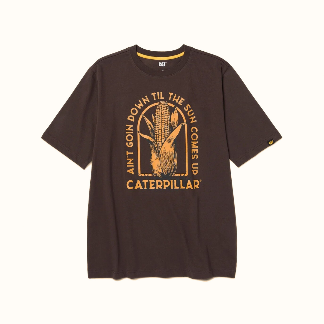 CAT Corn Graphic men’s brown T-shirt front view