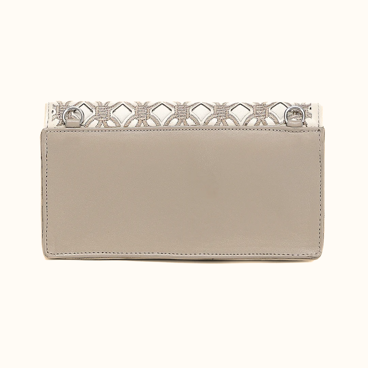 Cuadra women’s taupe embroidered leather wallet back view