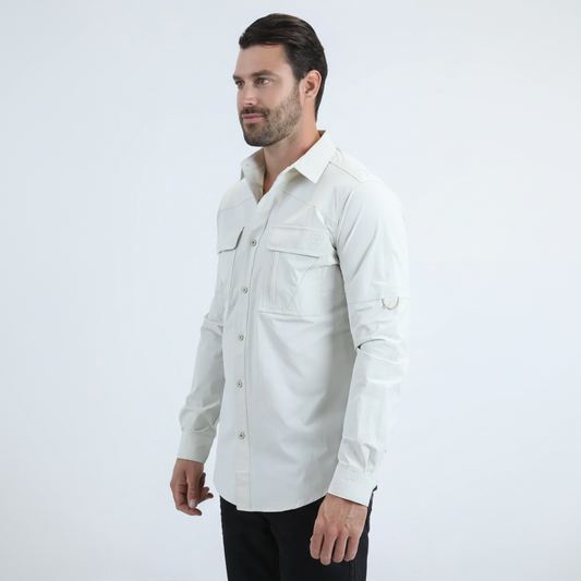 Platini Men’s Fishing Stone Long Sleeve Shirt angled view