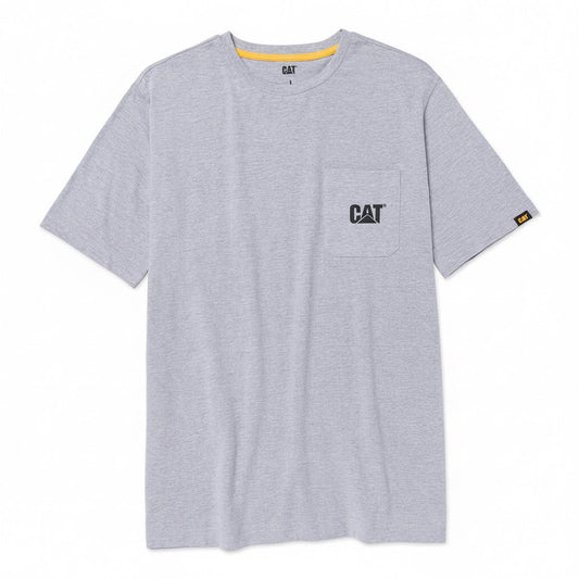 CAT Tough Cut Short Sleeve Gray Pocket Tee for men in gray with chest pocket