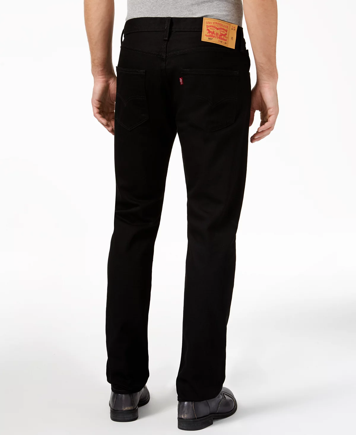 Levi’s 501 Original Fit button fly stretch black jeans back view
