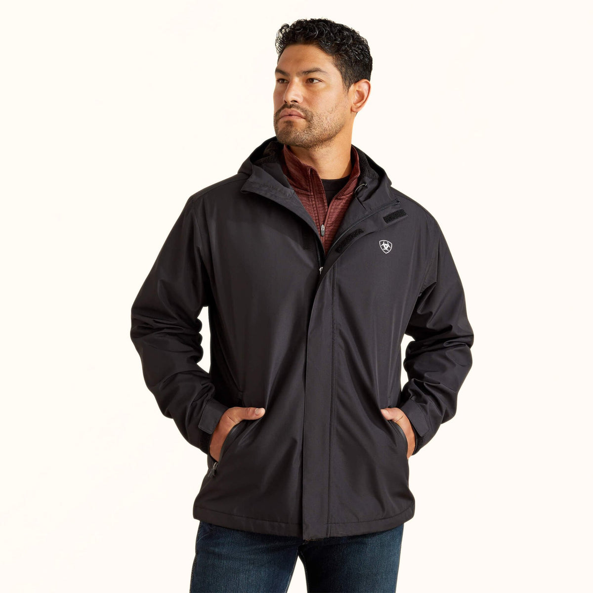 Ariat Rebar Stormshell Waterproof Jacket in black front view