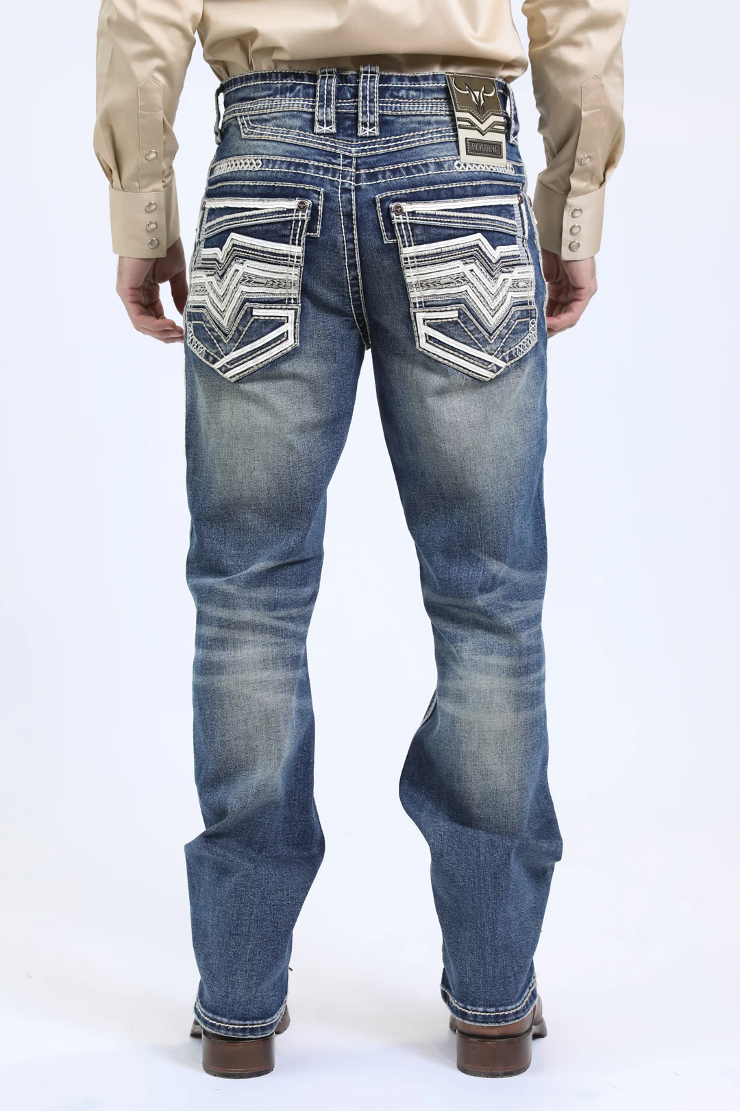 Vaqueros de corte de bota ajustados azules Holt para hombre