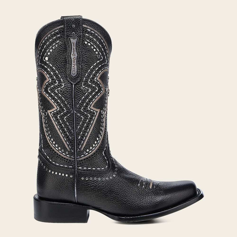 Cuadra Western Rodeo Black Bovine Boot side profile
