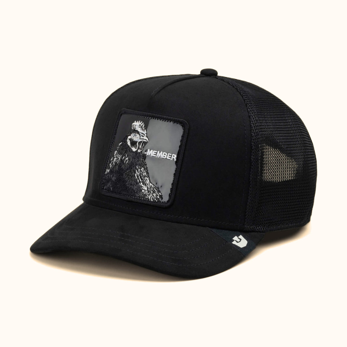 Goorin Bros. Blackout Rooster trucker hat angle view