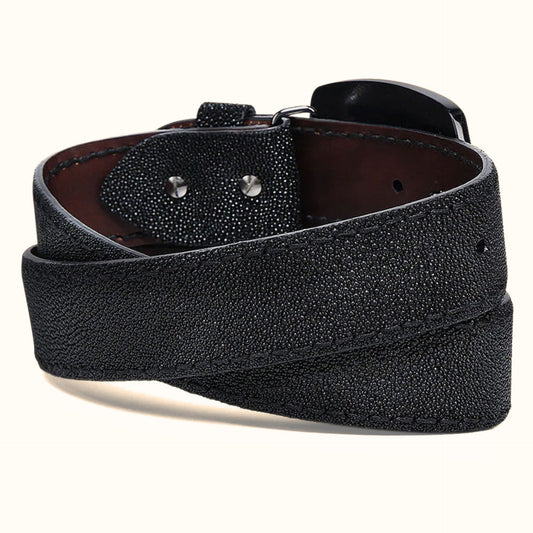 Cuadra Black Stingray Western belt rolled