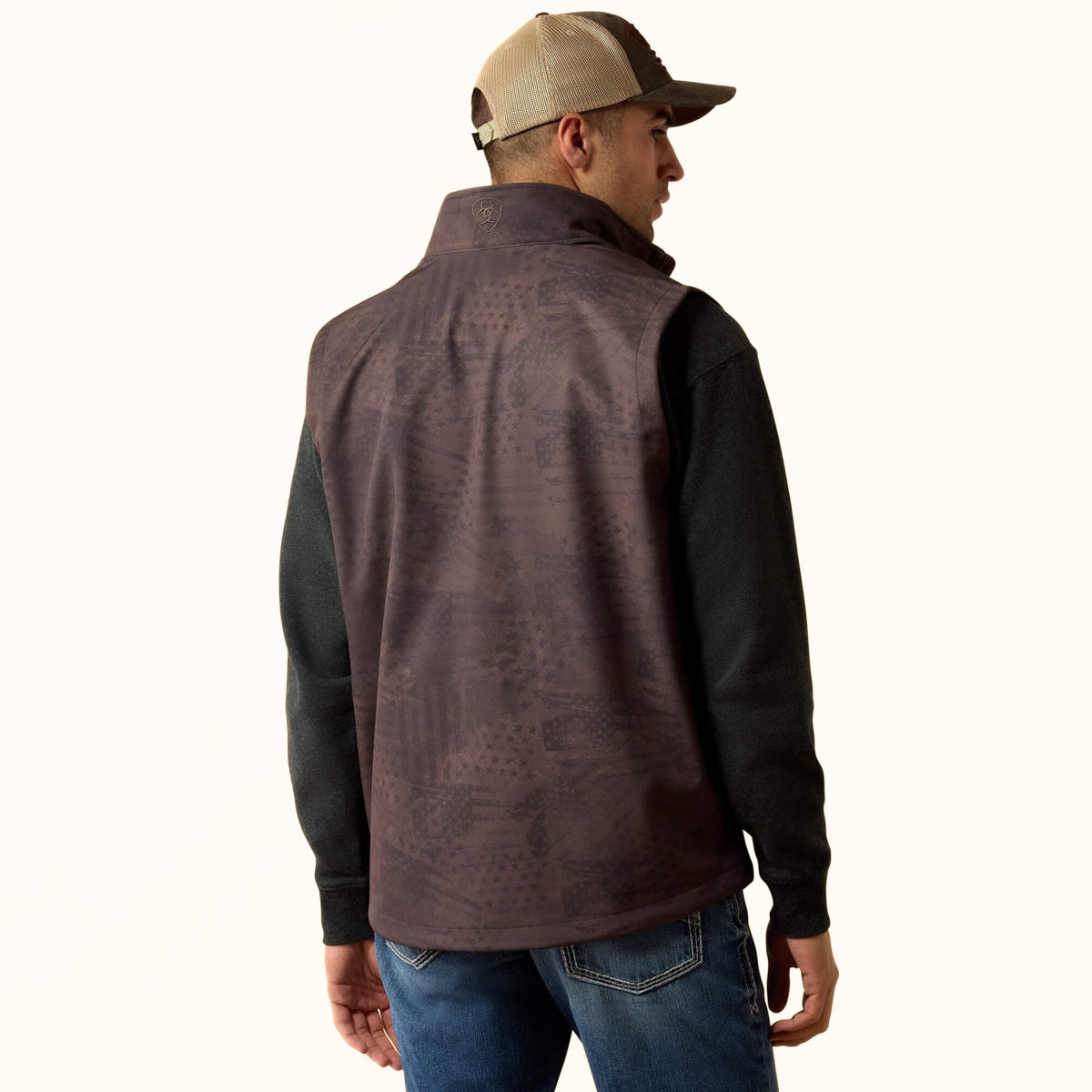 Ariat Patriot Flag Softshell Vest back view