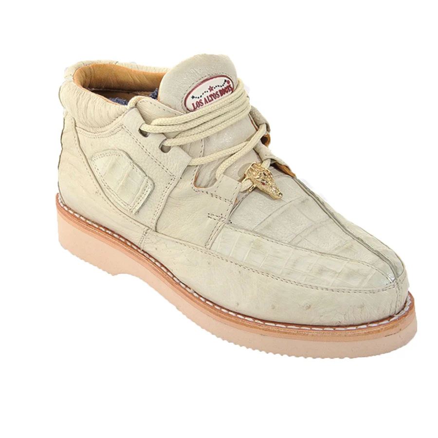 Los Altos Caiman & Smooth Ostrich Skin Shoes front angle view