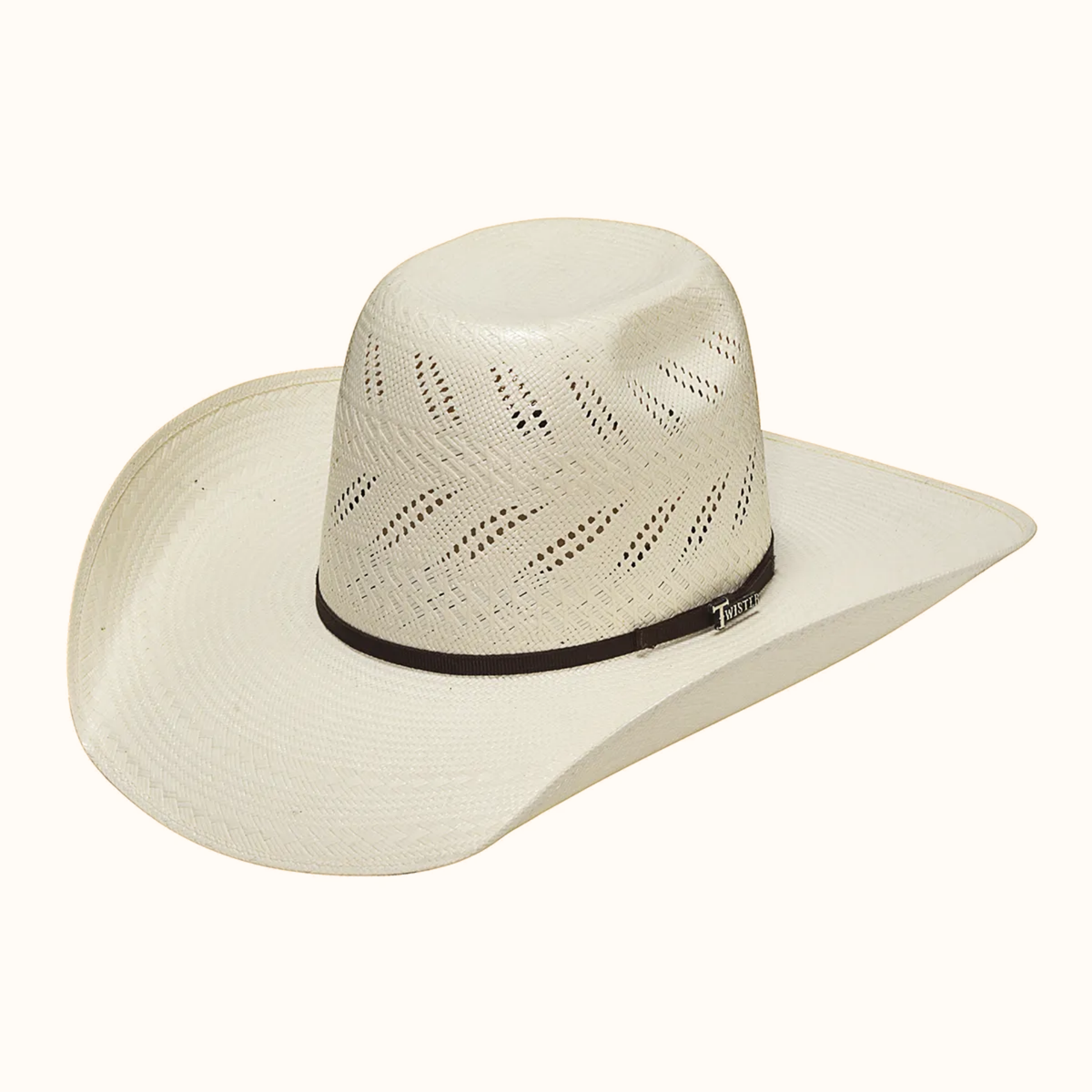 Twister Shantung 30X natural straw cowboy hat with vented crown and brown hatband