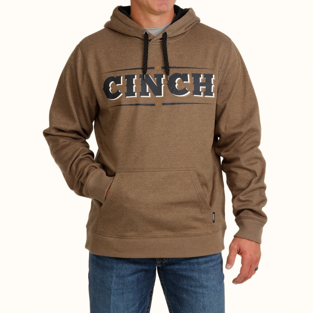 Cinch Men’s Logo Pullover Hoodie in brown front view