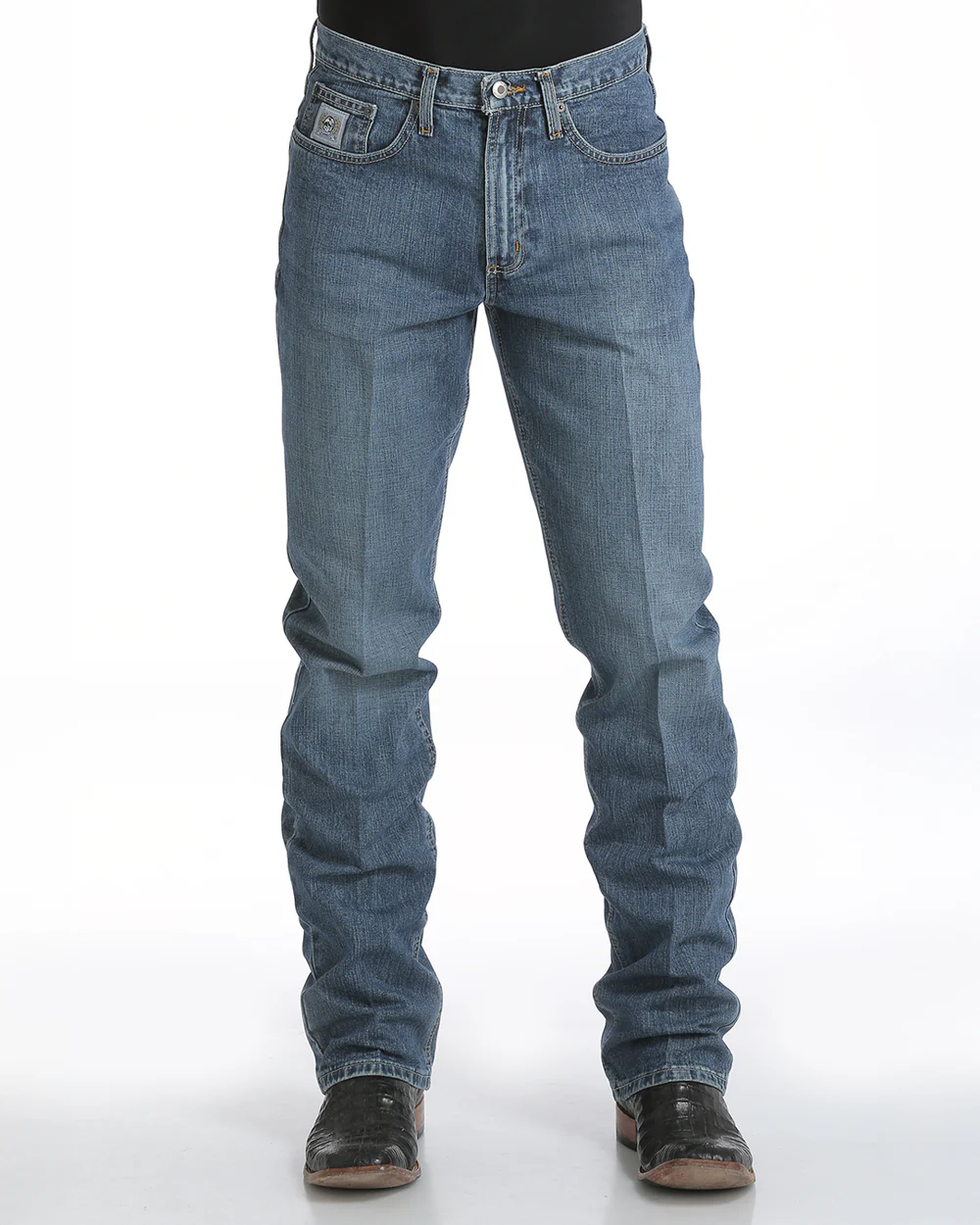 Cinch Men’s Silver Label 001 Rigid Medium Stone Jeans front view