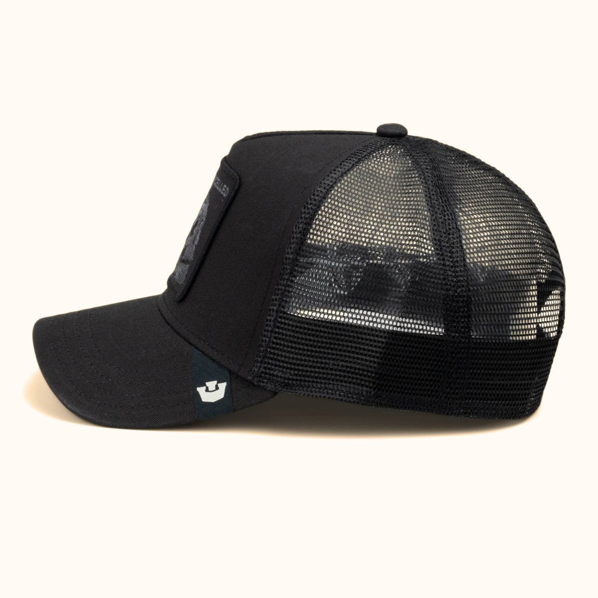 Goorin Bros. Tonal Skull black trucker hat side view