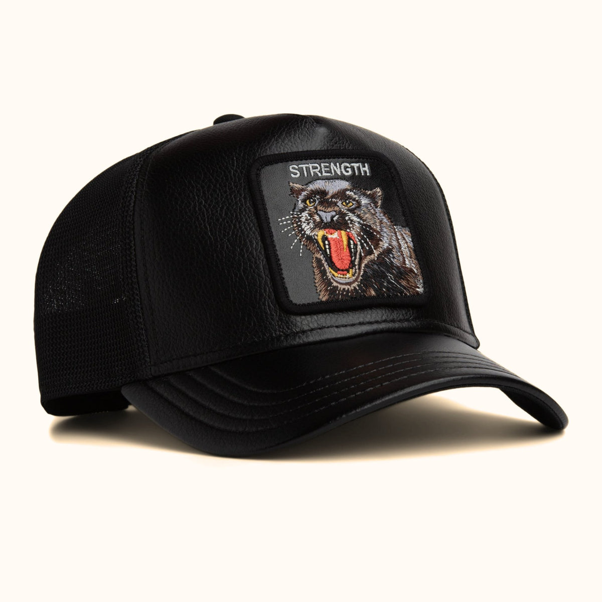 Goorin Bros. Faux Leather Panther Trucker Hat black angle view
