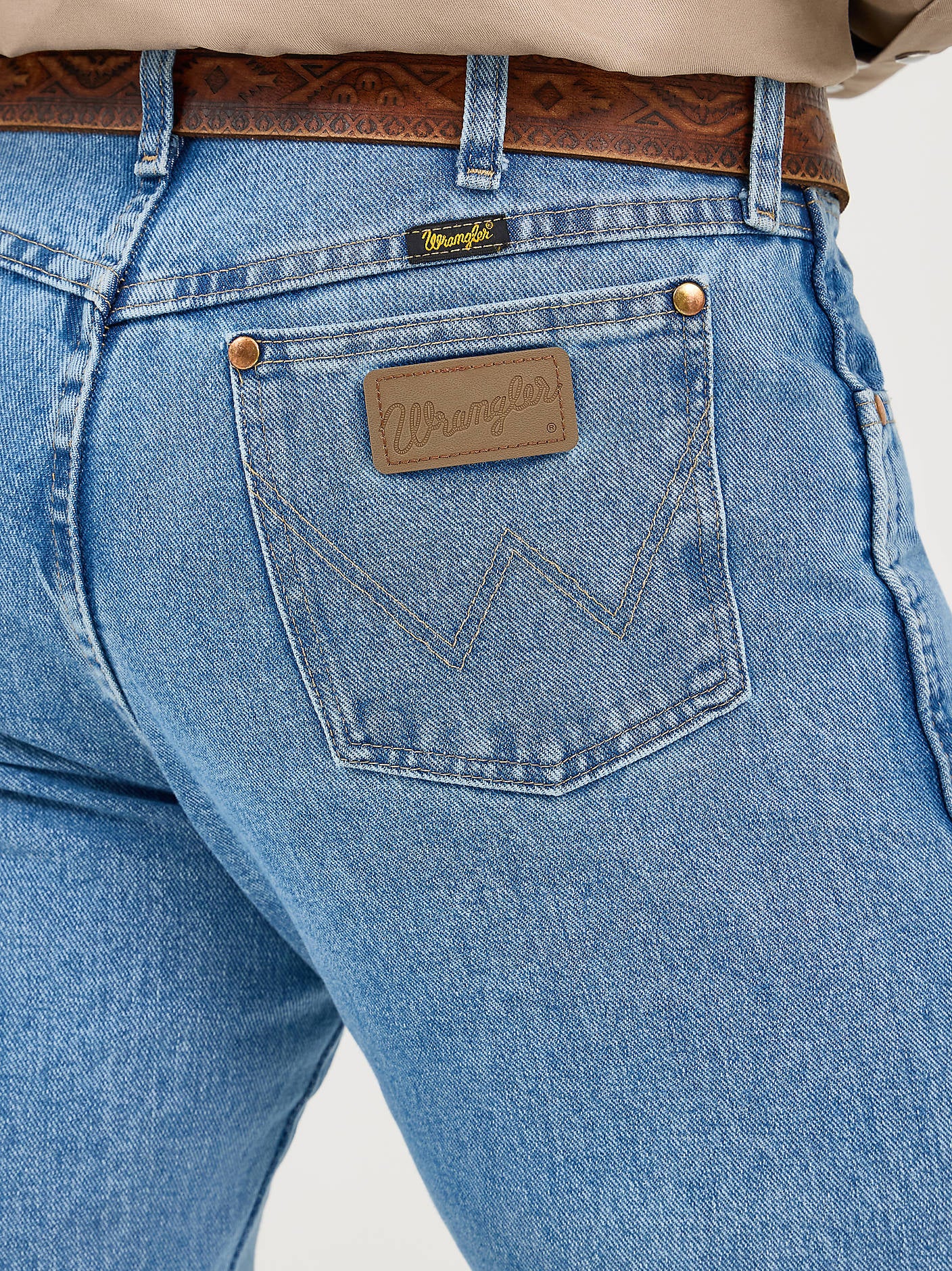 Wrangler Cowboy Cut Original Fit Jean denim patch detail