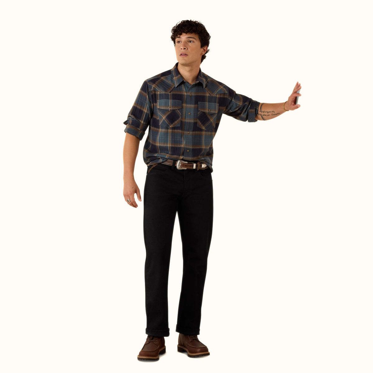 Ariat Retro Harbert Fitted Snap Shirt plaid front full view