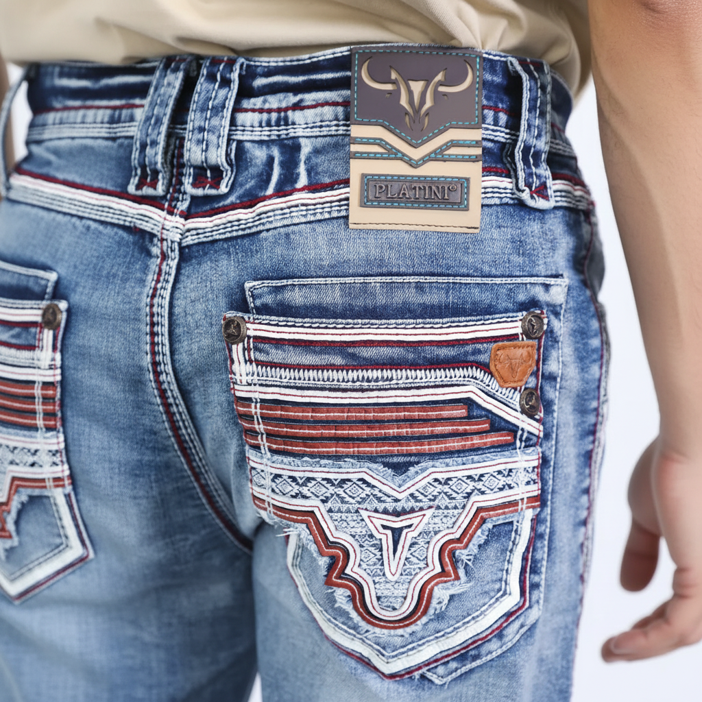 Vaqueros de corte de bota ajustados azules Holt para hombre