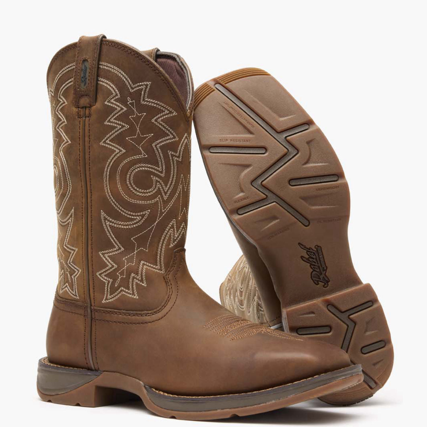 Rebel by Durango steel toe work boot pair display