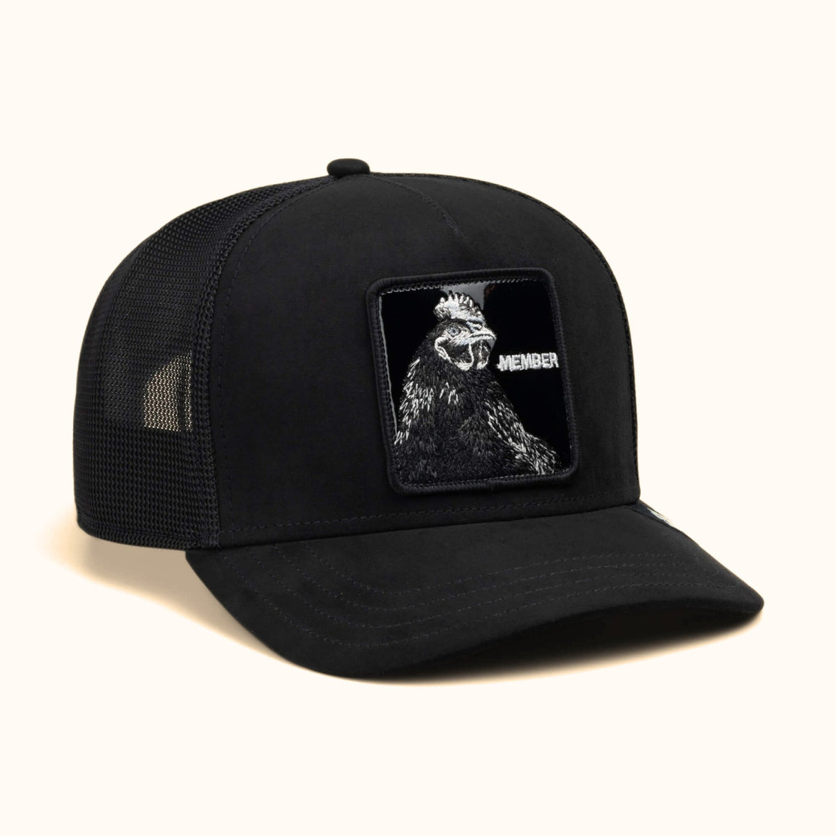 Goorin Bros. Blackout Rooster trucker hat angle view
