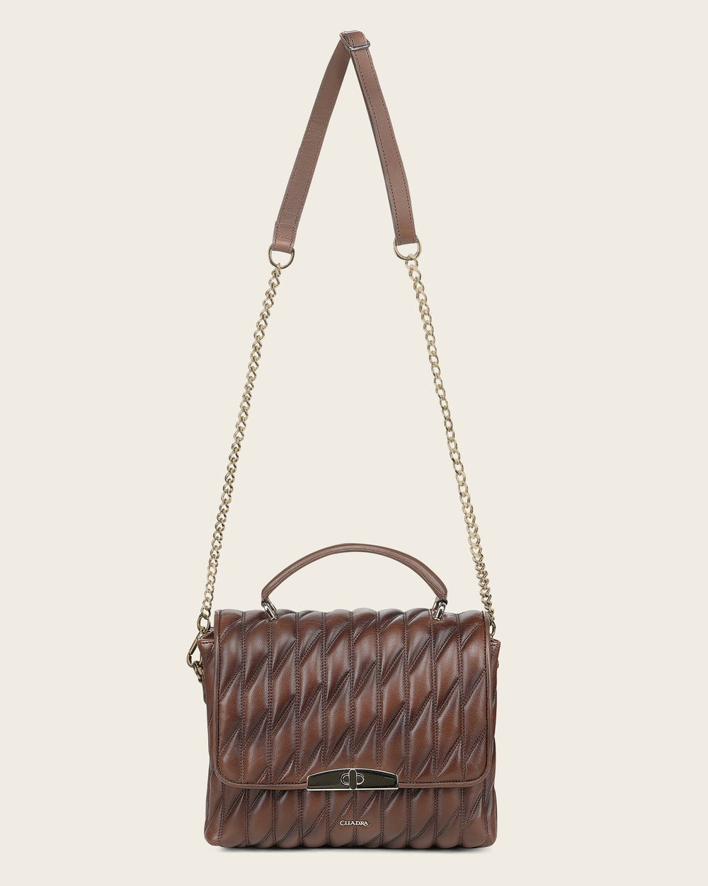 Cuadra Honey Lamb Leather Geometric Shoulder Bag shoulder strap view