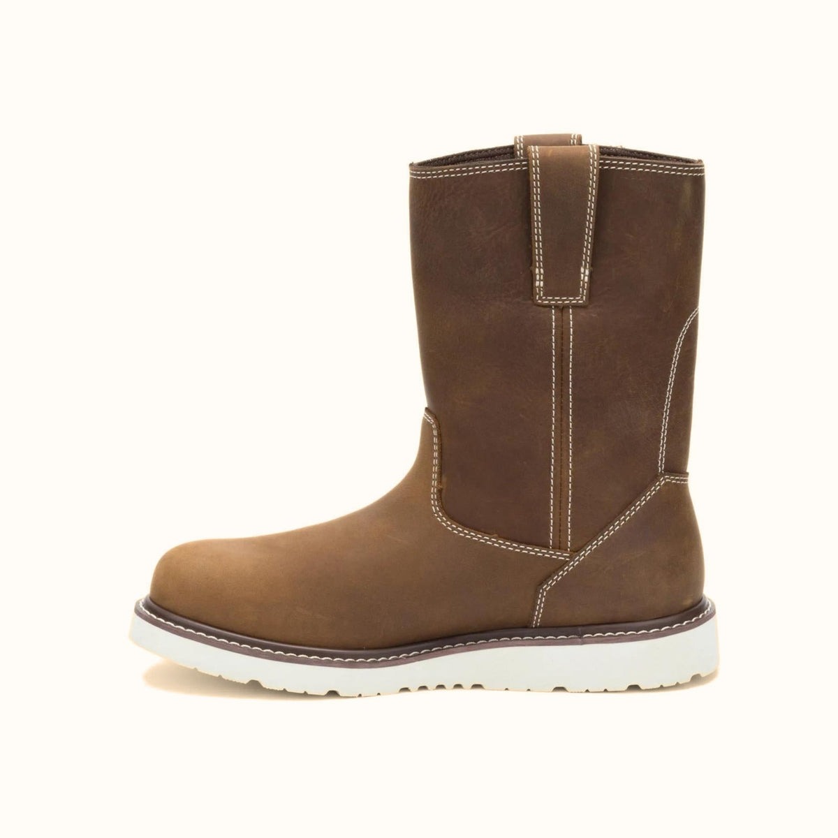 CAT Reclaimer Wedge 10-inch brown waterproof soft toe work boot side view