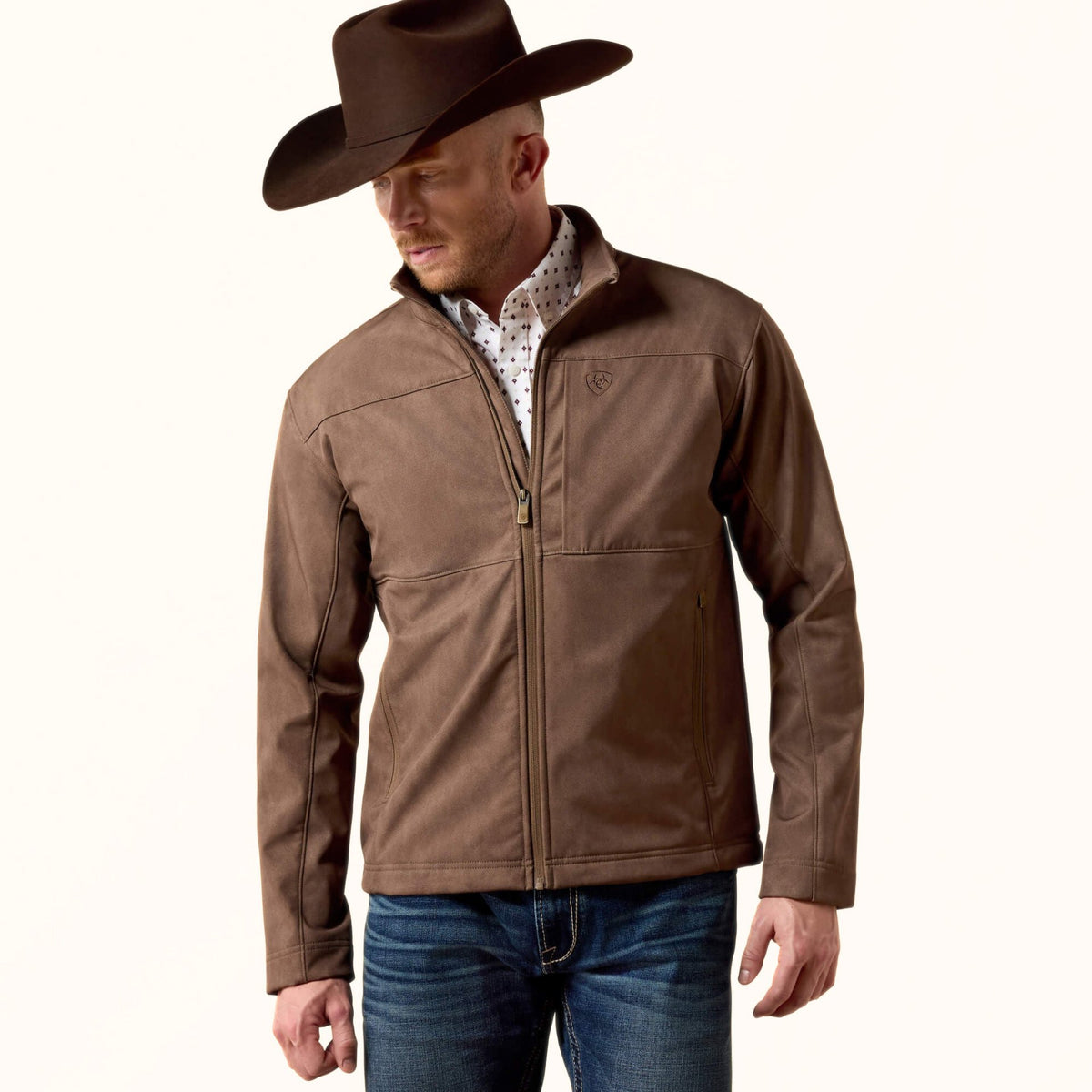 Ariat Vernon Softshell Jacket in brown front view
