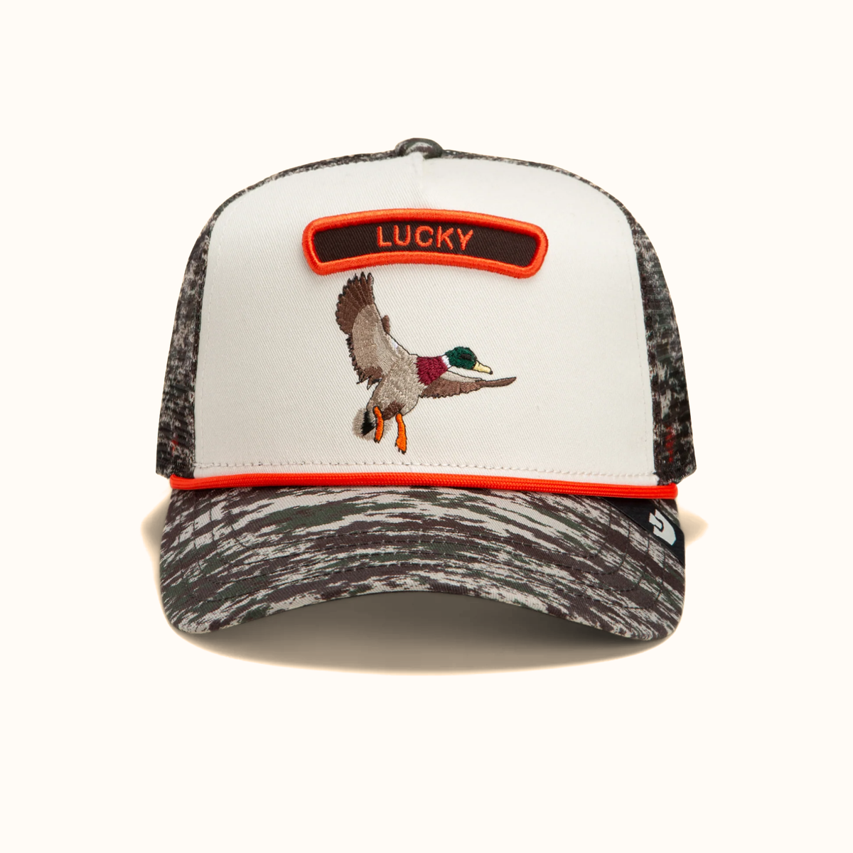 Goorin Bros. Camo Rocker Duck trucker hat front view