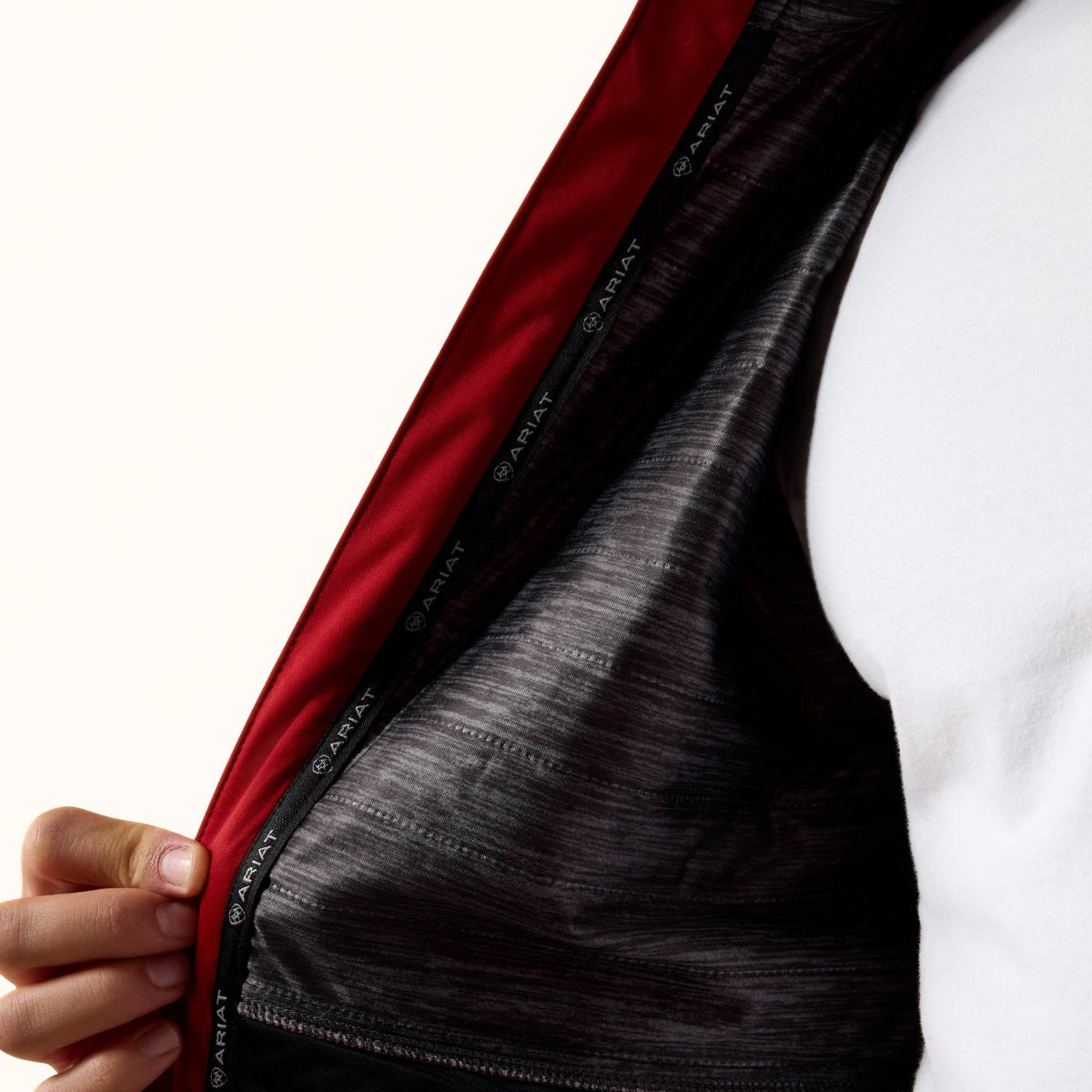 Ariat Wylie Water-Resistant Jacket in red men’s front inside view