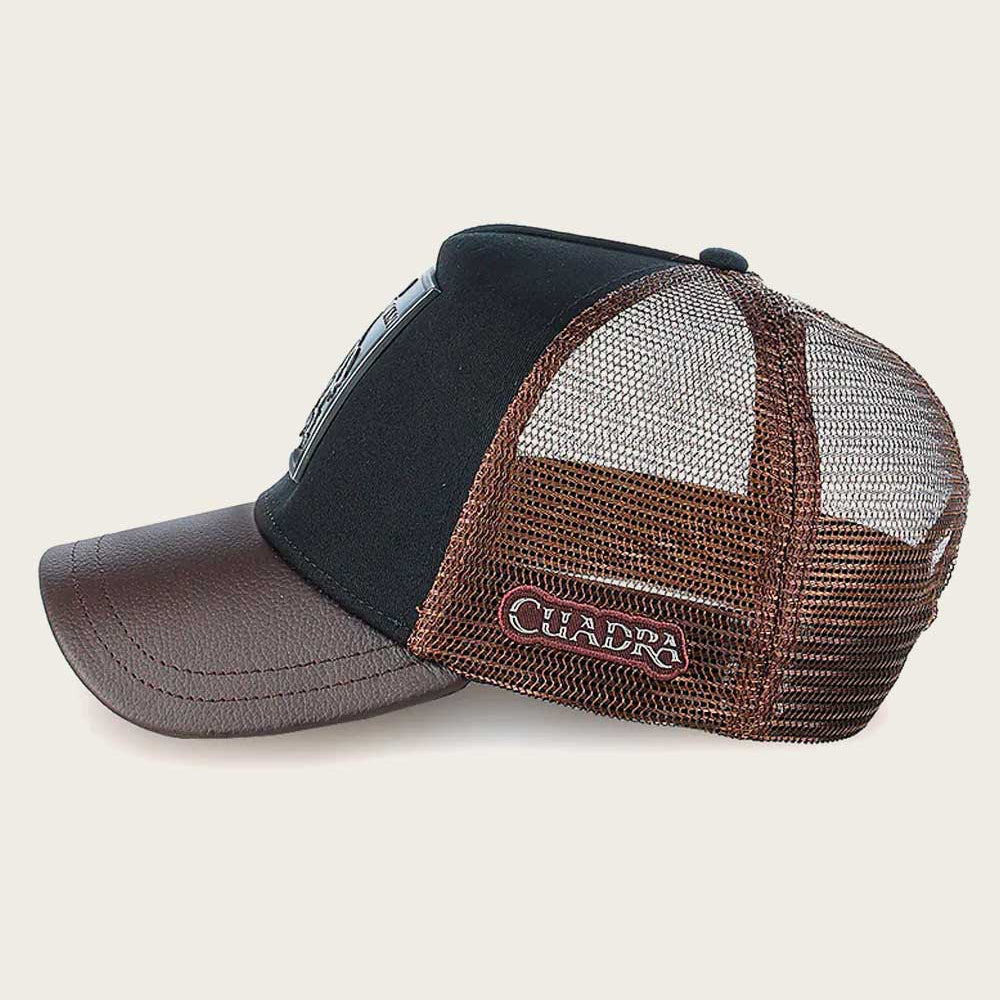 Dark Brown Caiman Metal Patch Leather Cap