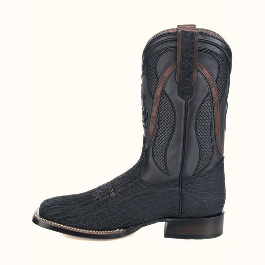 Cuadra Handcrafted Oxford Black Rodeo Cowboy Boots side view