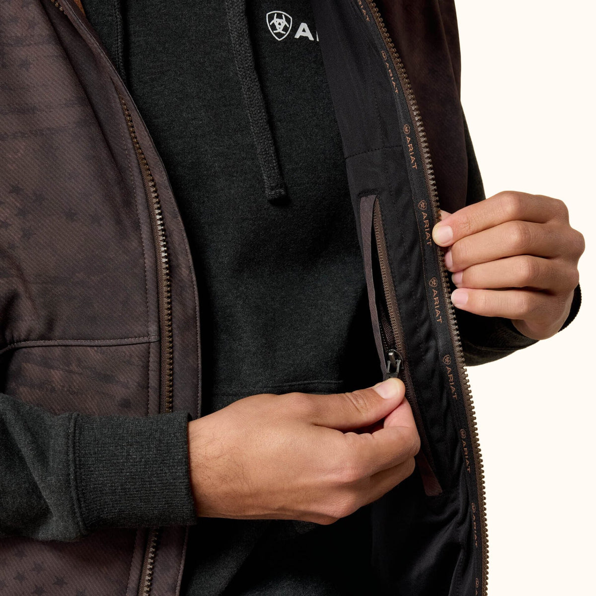 Ariat Patriot Flag Softshell Vest inside pocket view