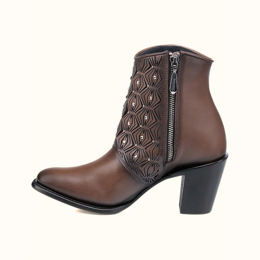 Cuadra Women’s Artisan Brown Leather Ankle Bootie side view