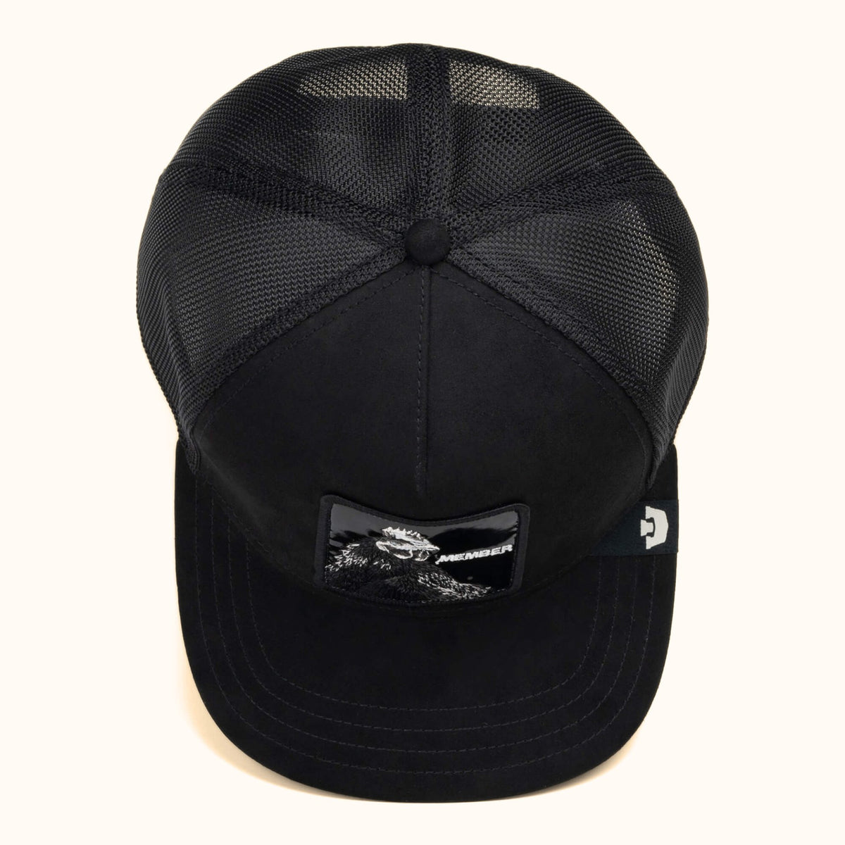 Goorin Bros. Blackout Rooster trucker hat top view