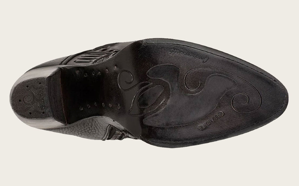 Outsole view of Cuadra Tall Black Stingray Boot