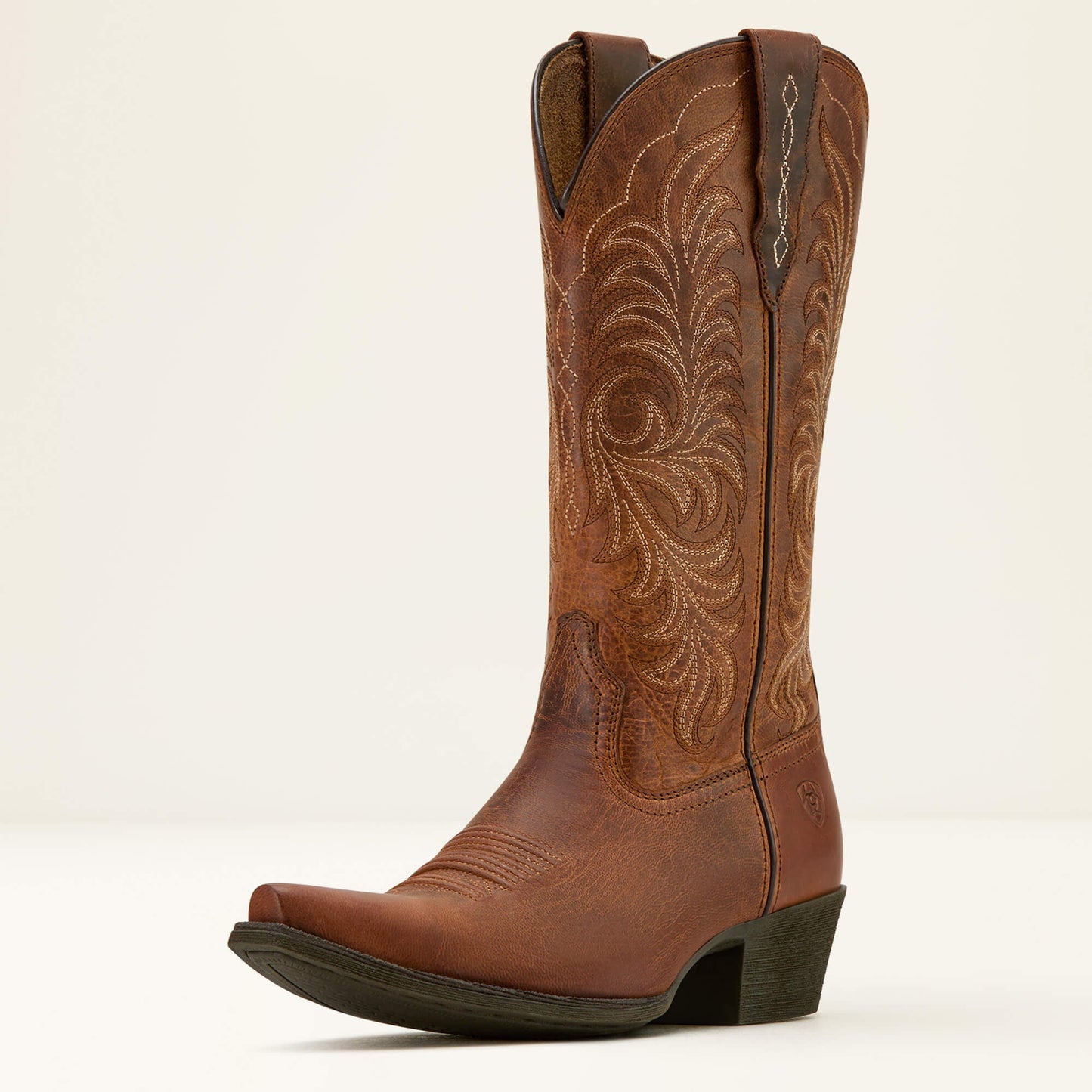 Front angled view of Ariat Heritage X Toe StretchFit Western Boot in brown