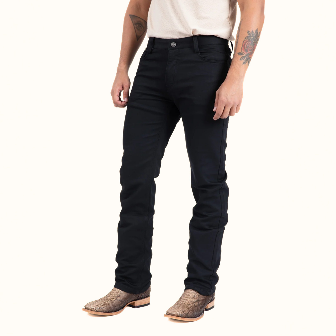 Platini Slade Relaxed Fit Pants in jet black front angle view