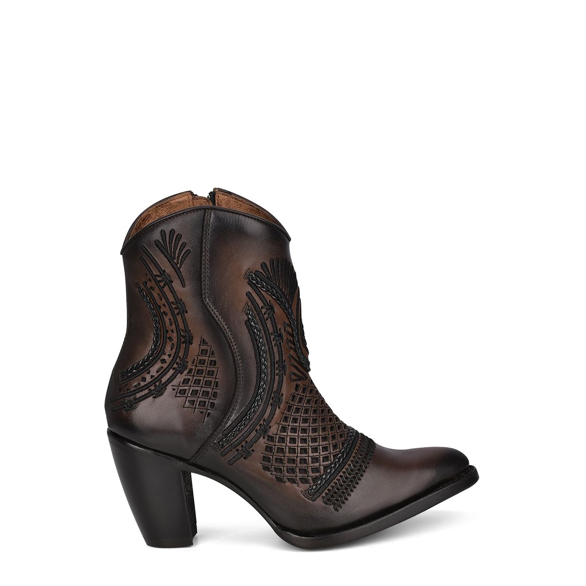 Artisan Embroidered Leather Ankle Booties