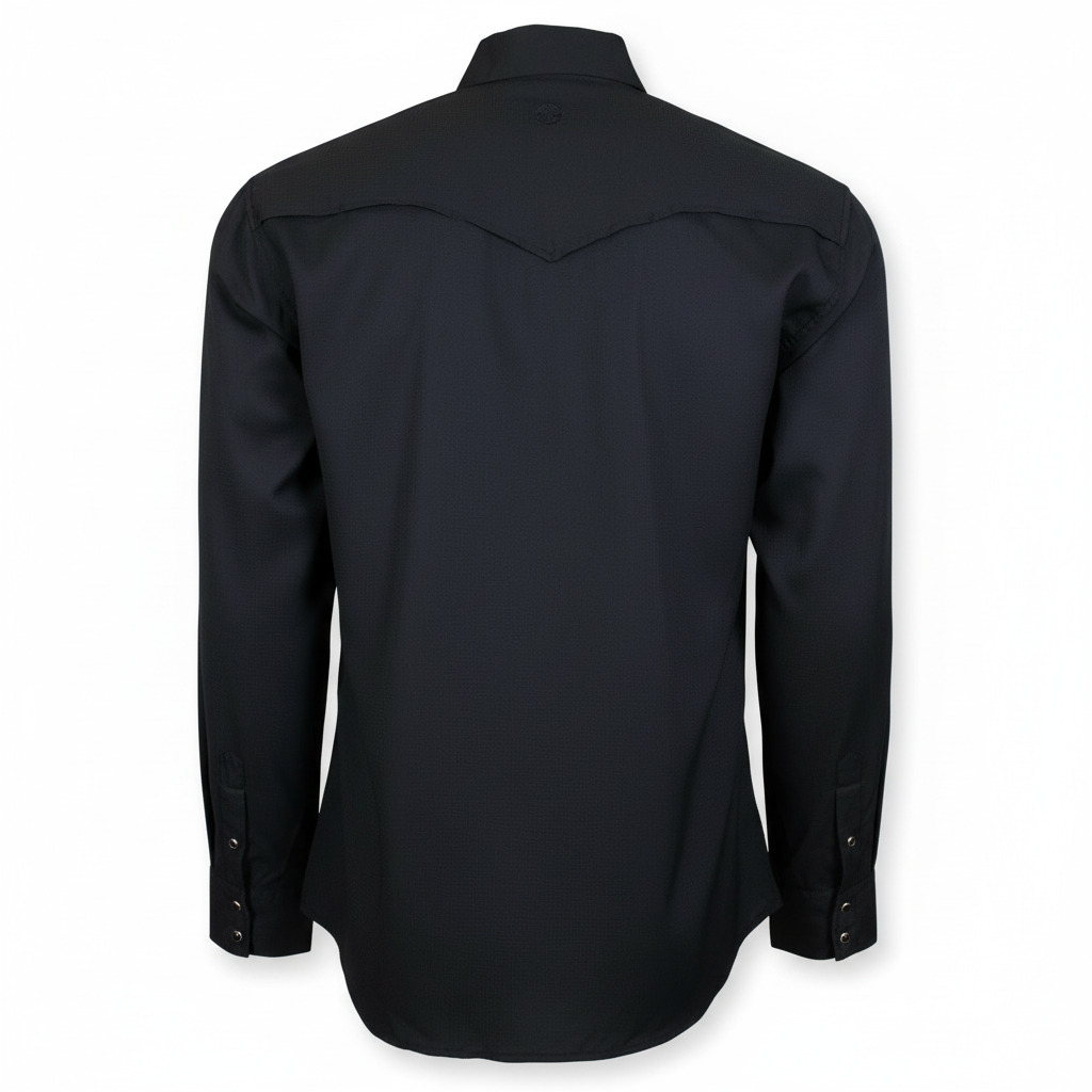 Camisa de manga larga con broches de perla Sol negra